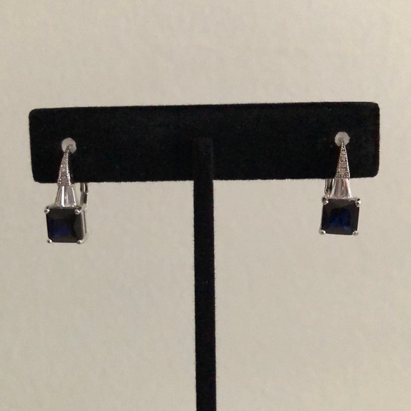 EJI Jewelry CZ and Sapphire-colored Drop Earrings - Picture 1 of 4